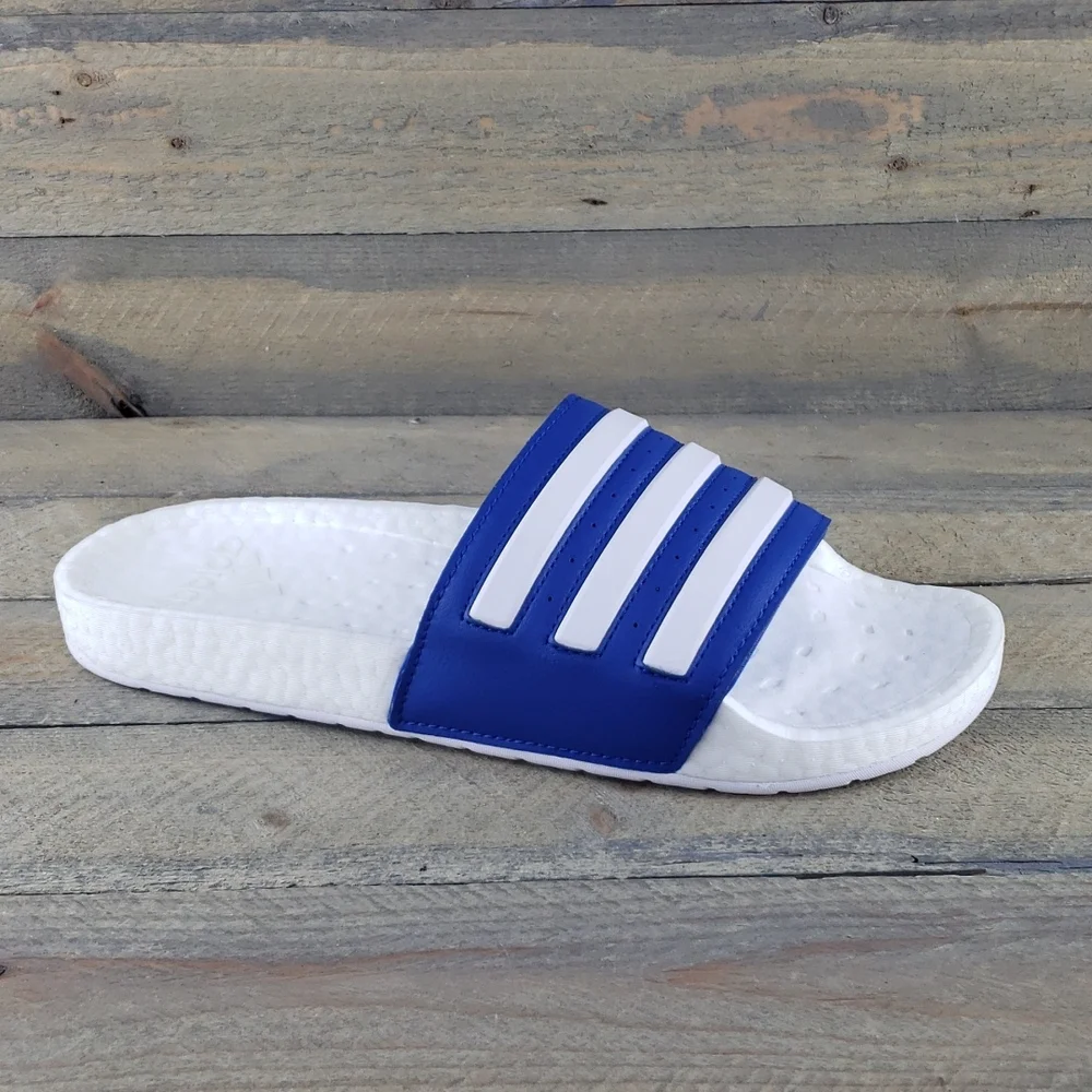 adidas Adilette Boost Men's Slides Sandals Royal Blue, White Supreme Cushioning - Picture 3 of 9